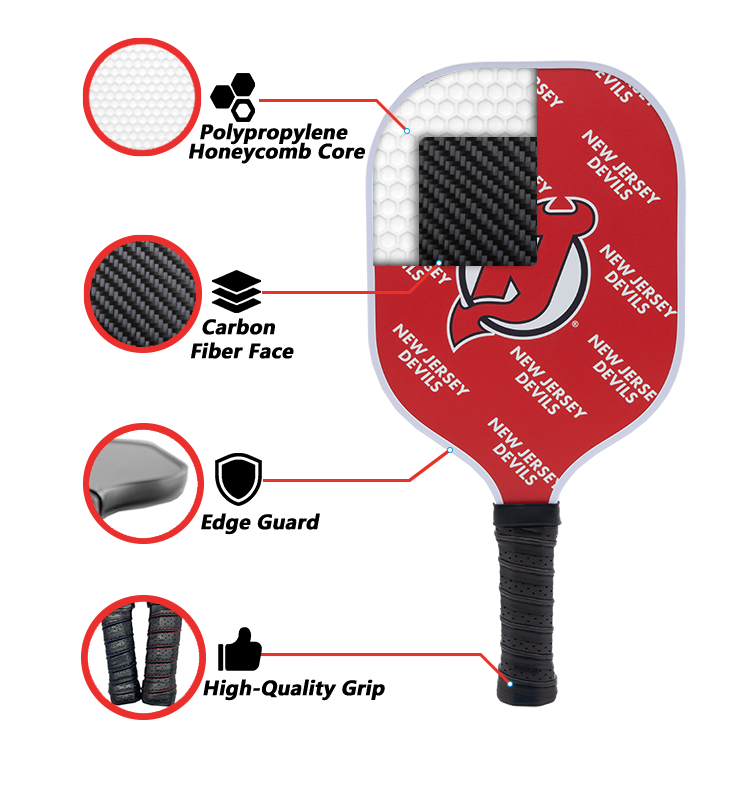 New Jersey Devils standard pickleball paddle additional view