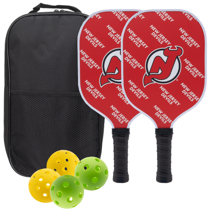 New Jersey Devils pickleball paddle set with balls and carry case