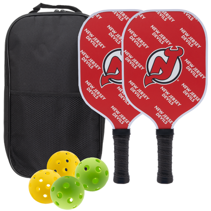 New Jersey Devils pickleball paddle set with balls and carry case