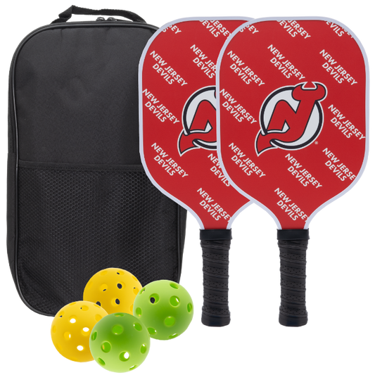 New Jersey Devils pickleball paddle set with balls and carry case