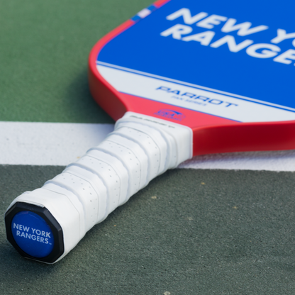 New York Rangers Sport Plus pickleball paddle back view on the court