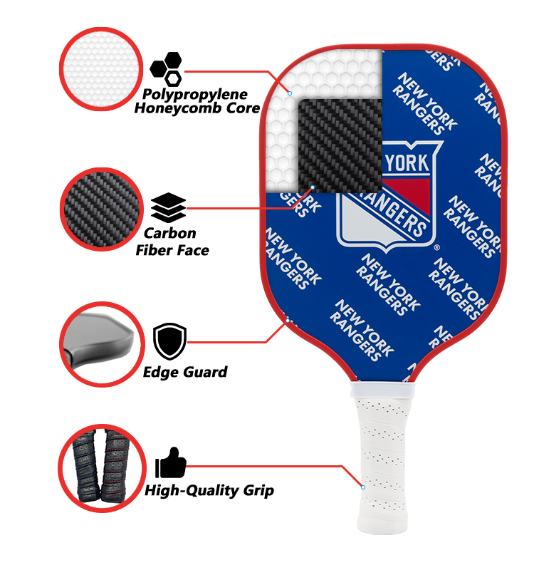New York Rangers standard pickleball paddle additional view