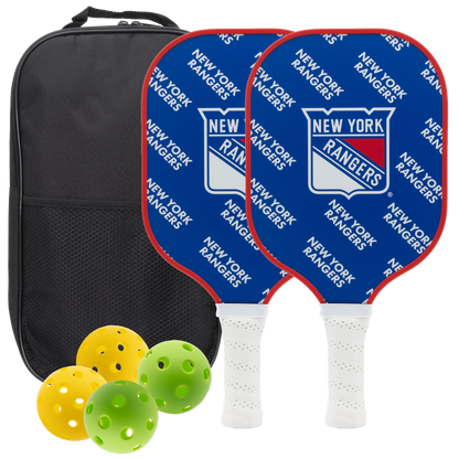New York Rangers pickleball paddle set with balls and carry case