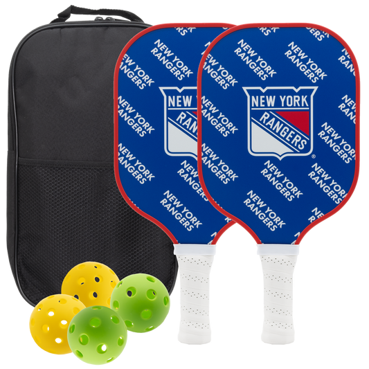 New York Rangers pickleball paddle set with balls and carry case