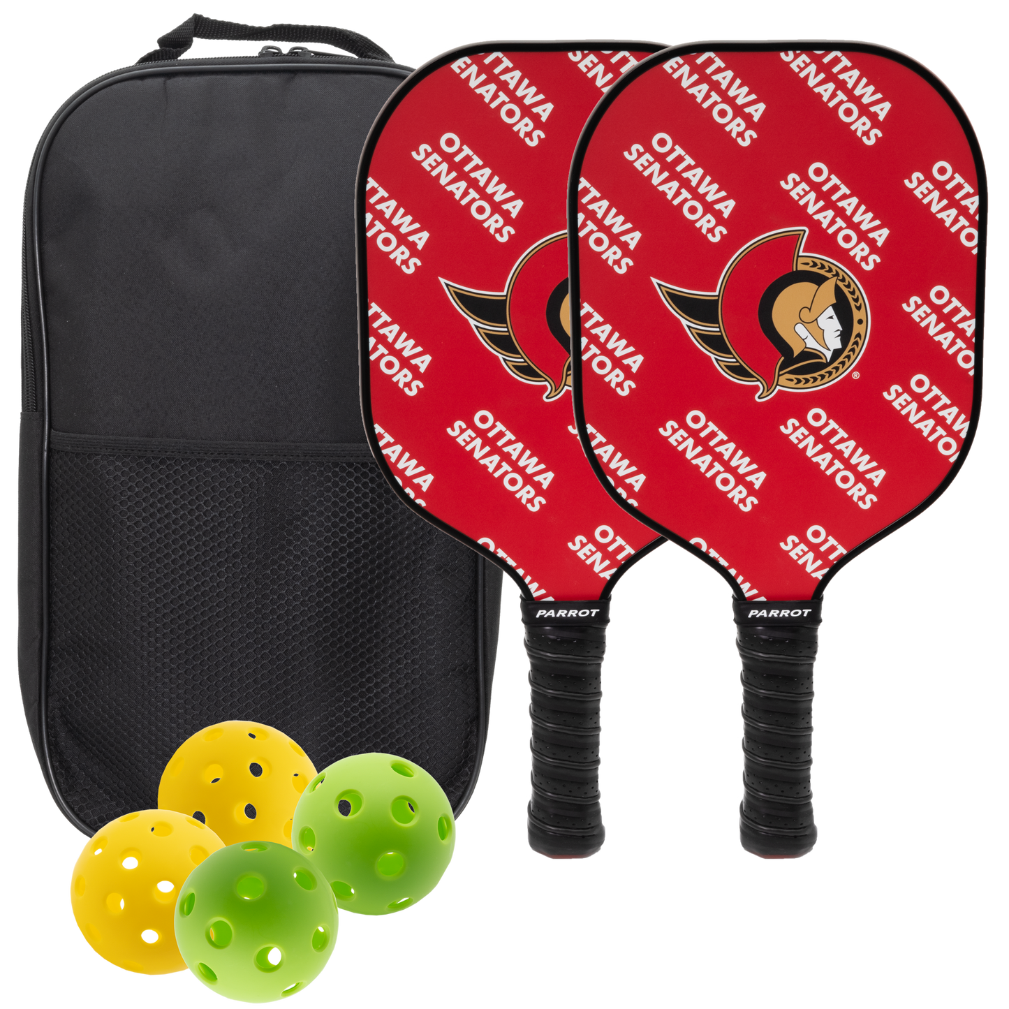 Ottawa Senators pickleball paddle set with balls and carry case