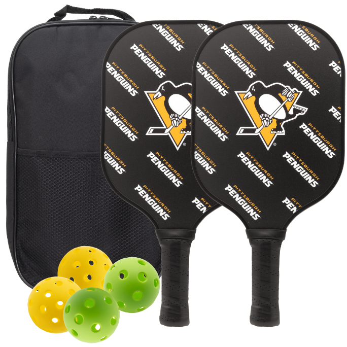 Pittsburgh Penguins pickleball paddle set with balls and carry case