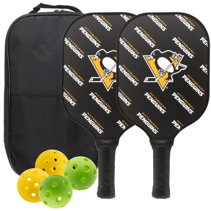 Pittsburgh Penguins pickleball paddle set with balls and carry case