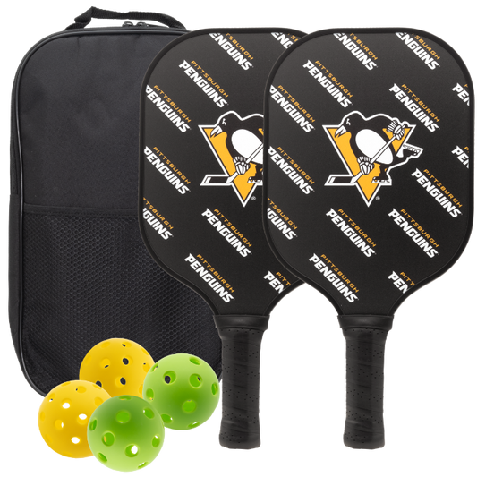 Pittsburgh Penguins pickleball paddle set with balls and carry case