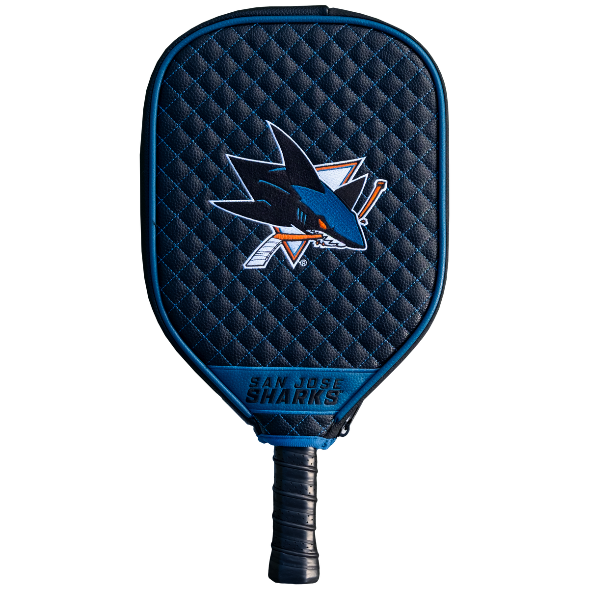 San Jose Sharks Black quilted pickleball paddle cover