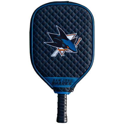 San Jose Sharks Black quilted pickleball paddle cover