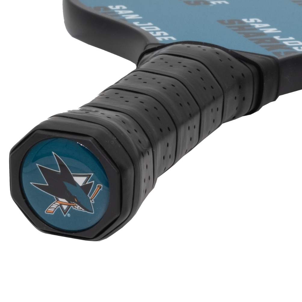 San Jose Sharks pickleball paddle handle logo
