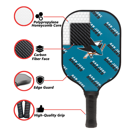 San Jose Sharks standard pickleball paddle additional view