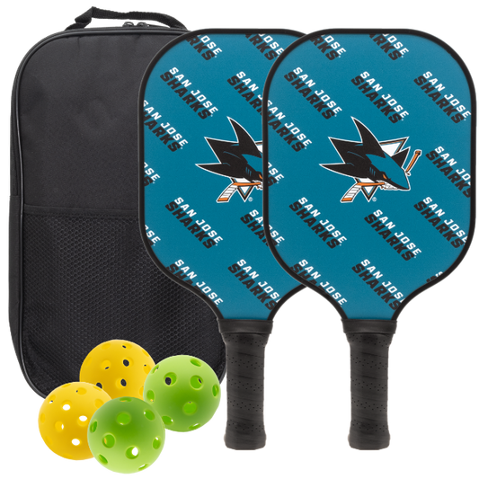 San Jose Sharks pickleball paddle set with balls and carry case