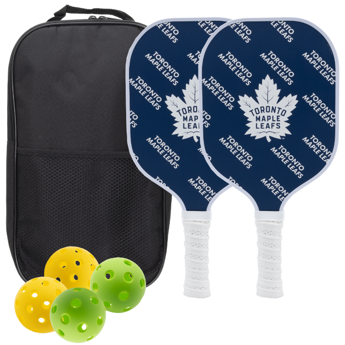 Toronto Maple Leafs pickleball paddle set with balls and carry case