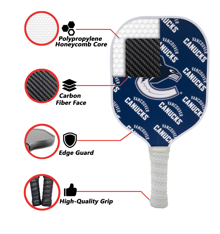 Vancouver Canucks standard pickleball paddle additional view