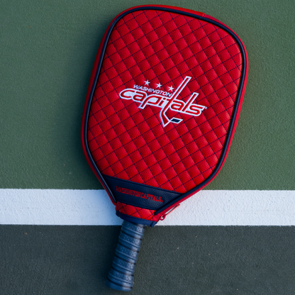 Washington Capitals Red quilted pickleball paddle cover on court