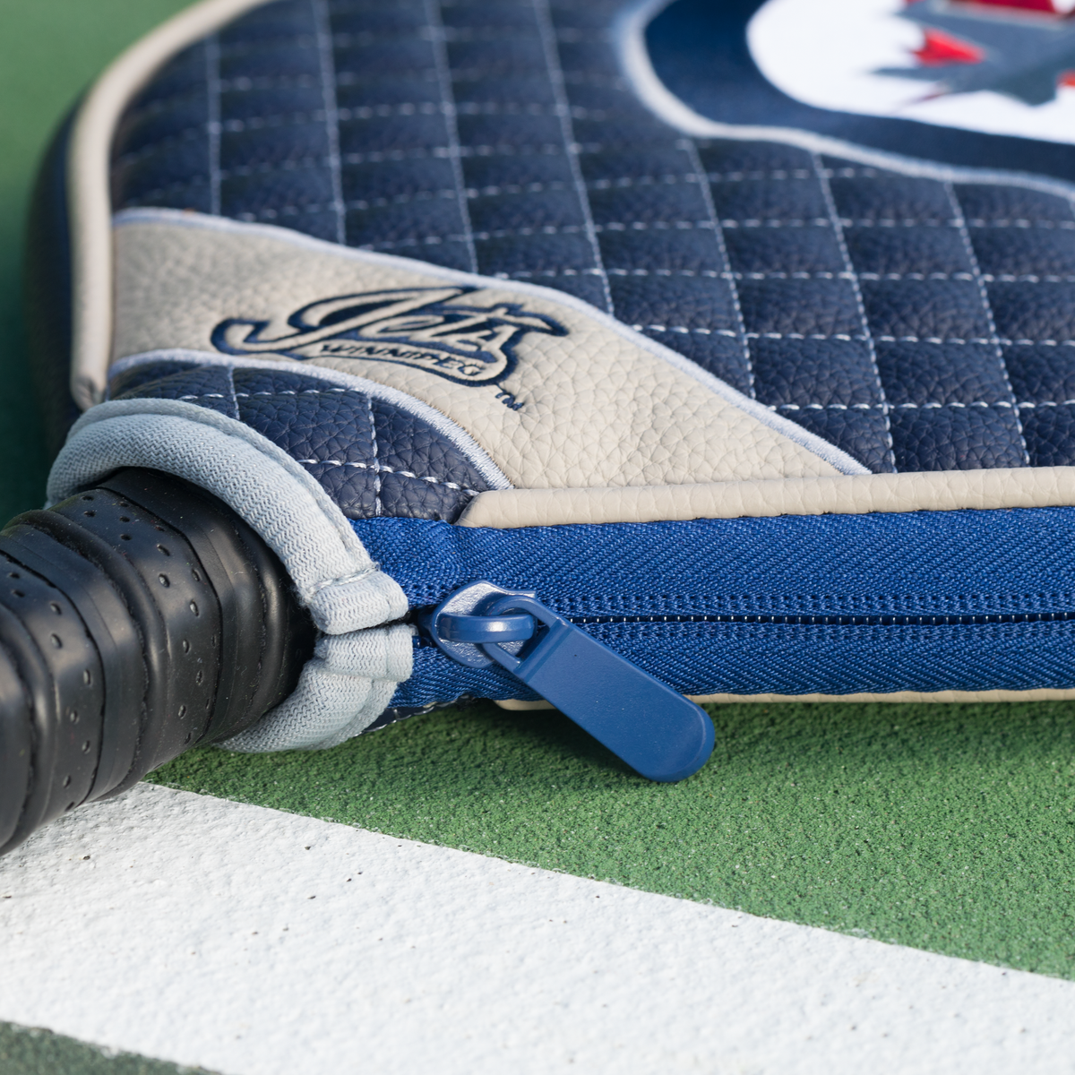 Winnipeg Jets quilted pickleball paddle cover team name