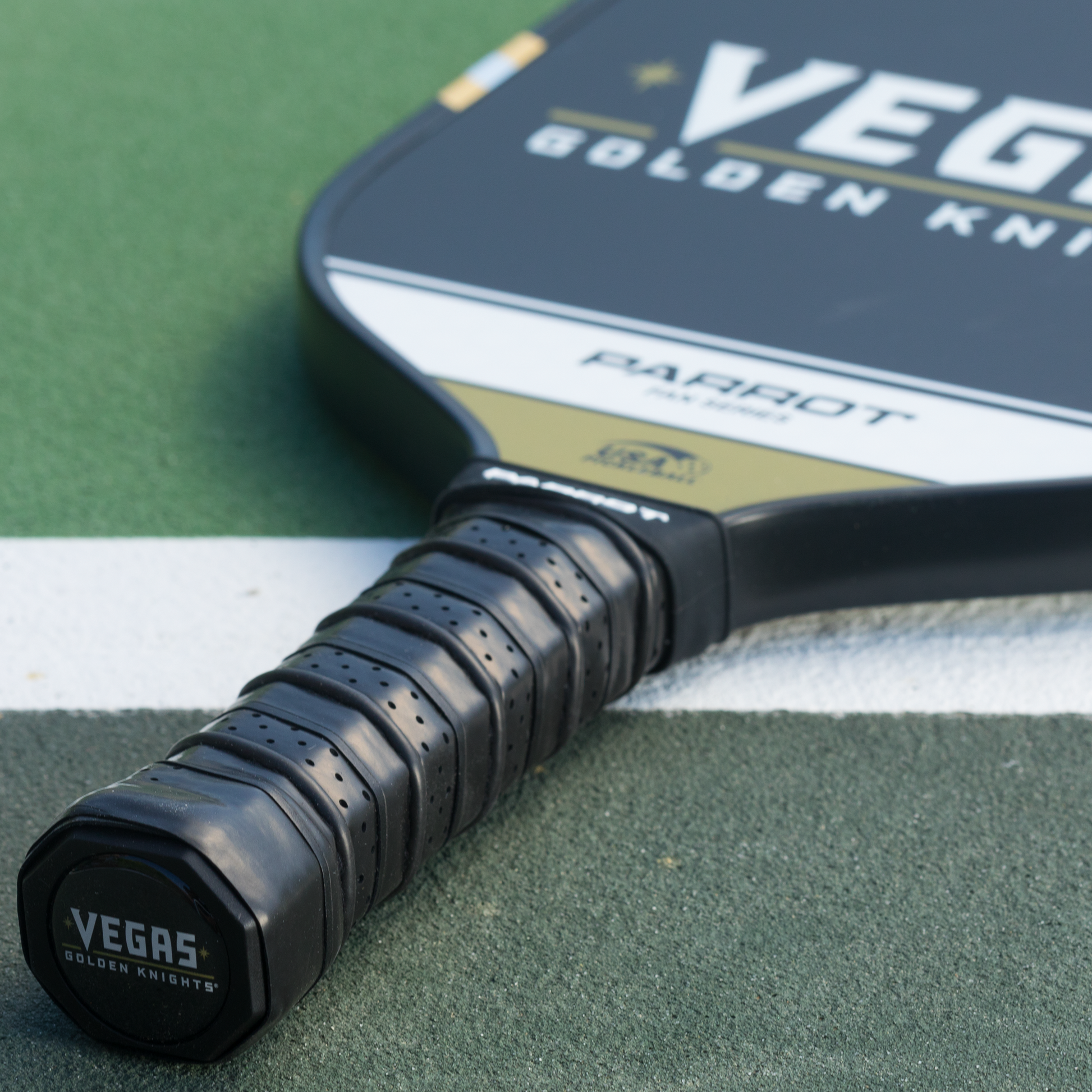 Vegas Golden Knights Sport Plus pickleball paddle back view on the court