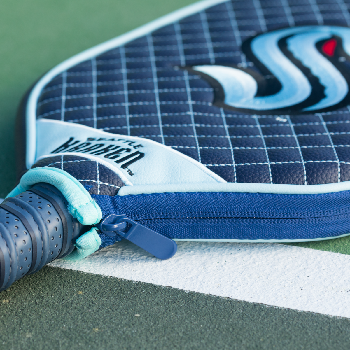 Seattle Kraken quilted pickleball paddle cover team name