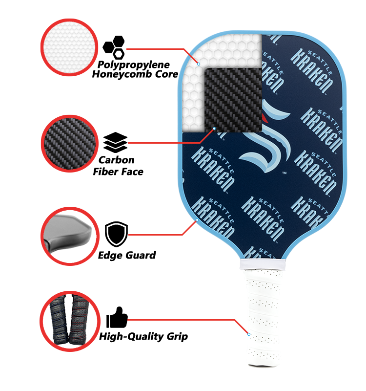 Seattle Kraken standard pickleball paddle additional view