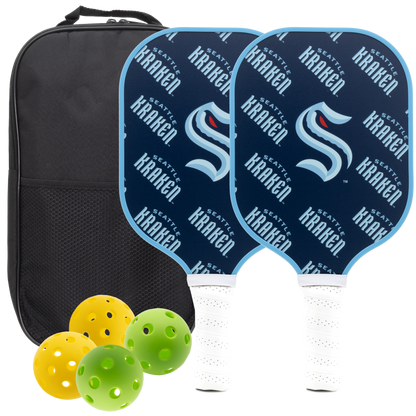 Seattle Kraken pickleball paddle set with balls and carry case