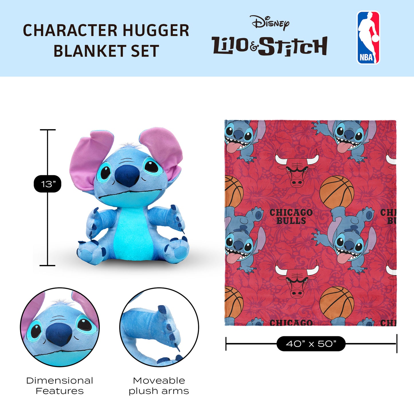 Chicago Bulls Lilo and Stitch Hugger Dimensions