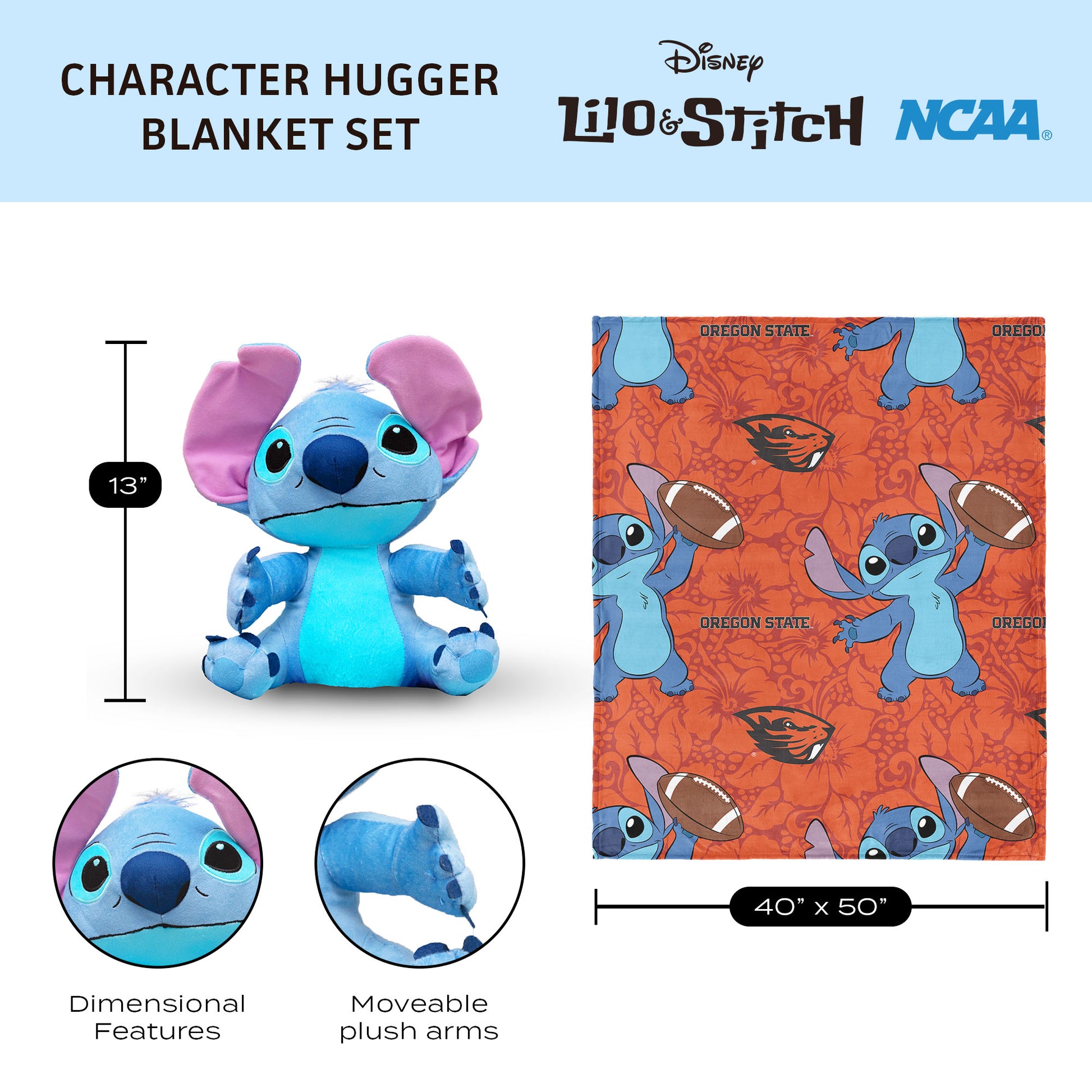 Oregon State Beavers Lilo and Stitch Hugger Dimensions