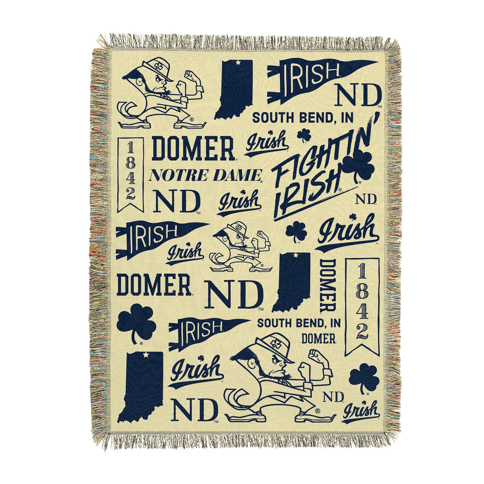 Notre Dame Fighting Irish woven tapestry blanket