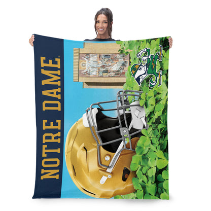Notre Dame Fighting Irish clover silk touch throw blanket lifestyle