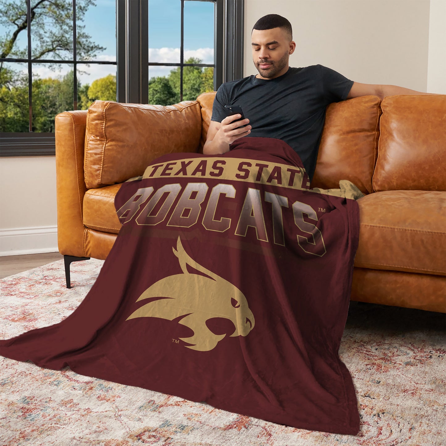 Texas State Bobcats bevel lounging throw blanket