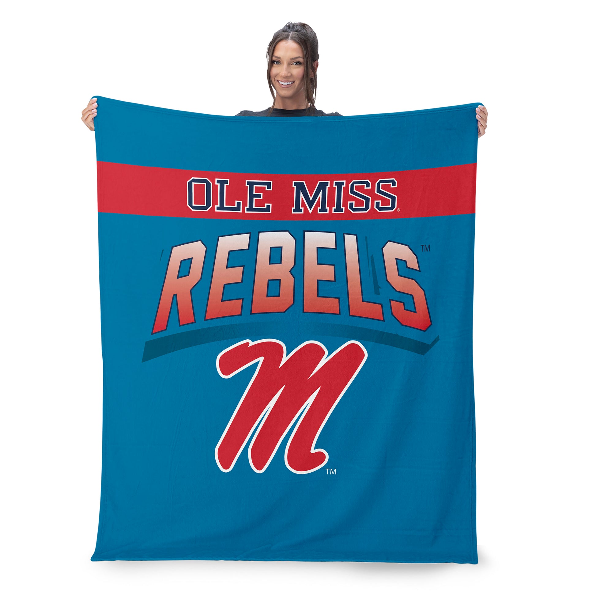Mississippi Rebels BEVEL 50 X 60 SHERPA Throw Blanket Lifestyle