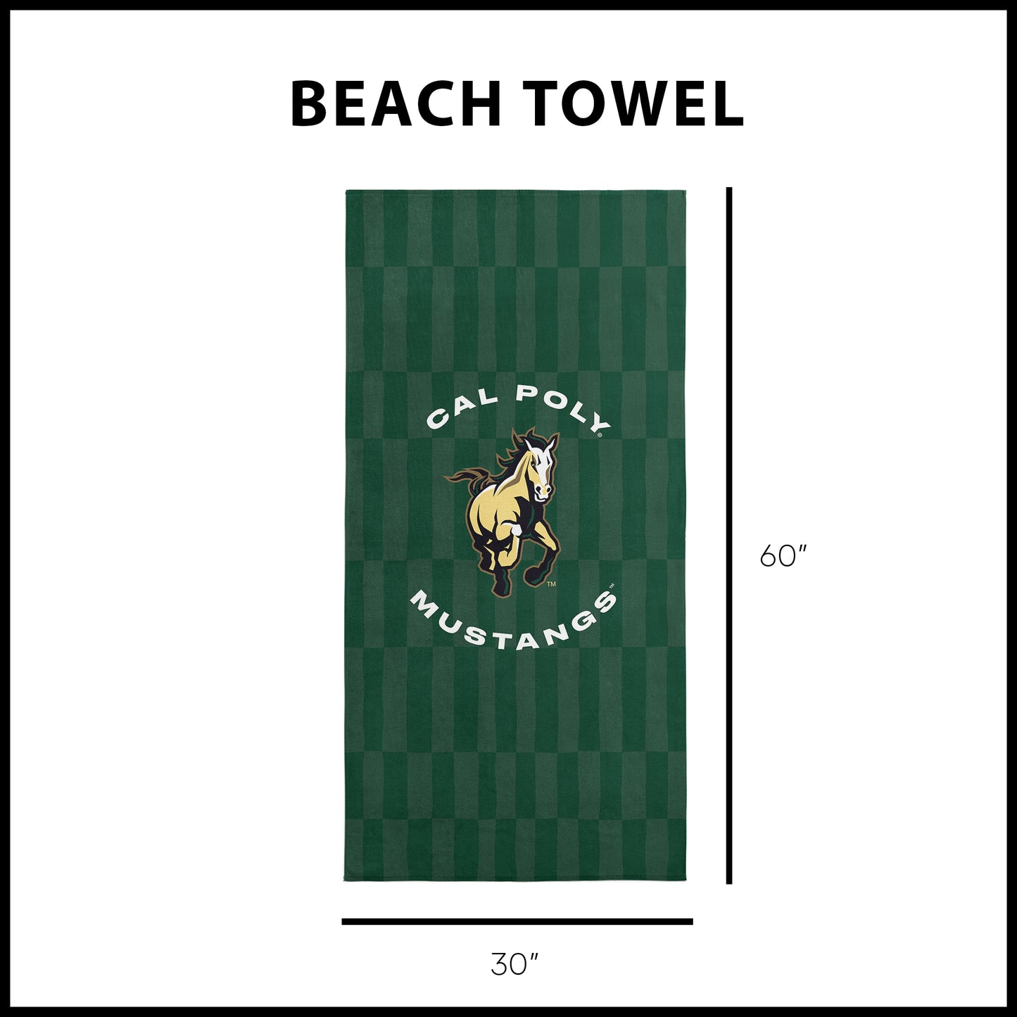 Cal Poly Mustangs Beach Towel Dimensions