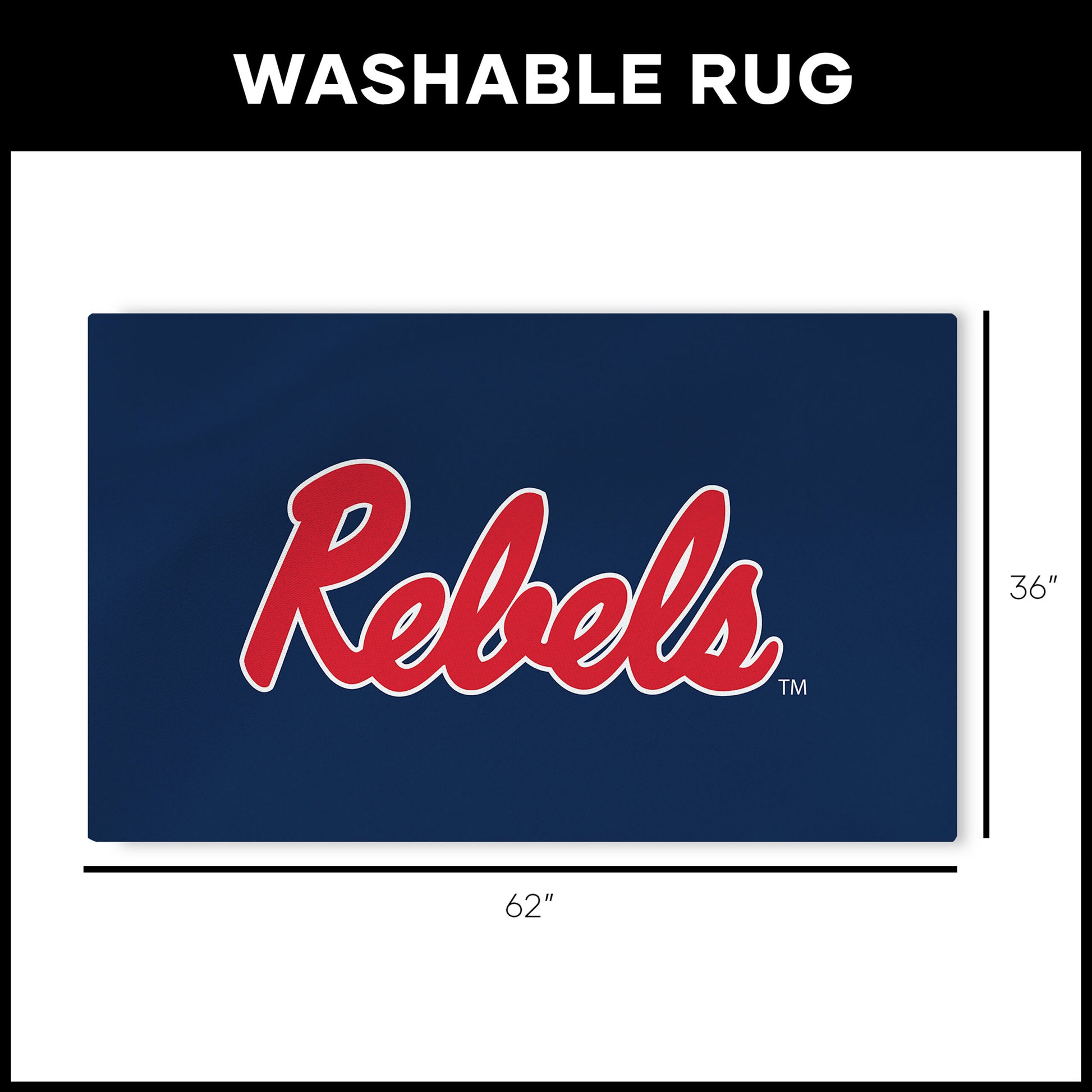 Mississippi Rebels Large Washable Rug Dimensions