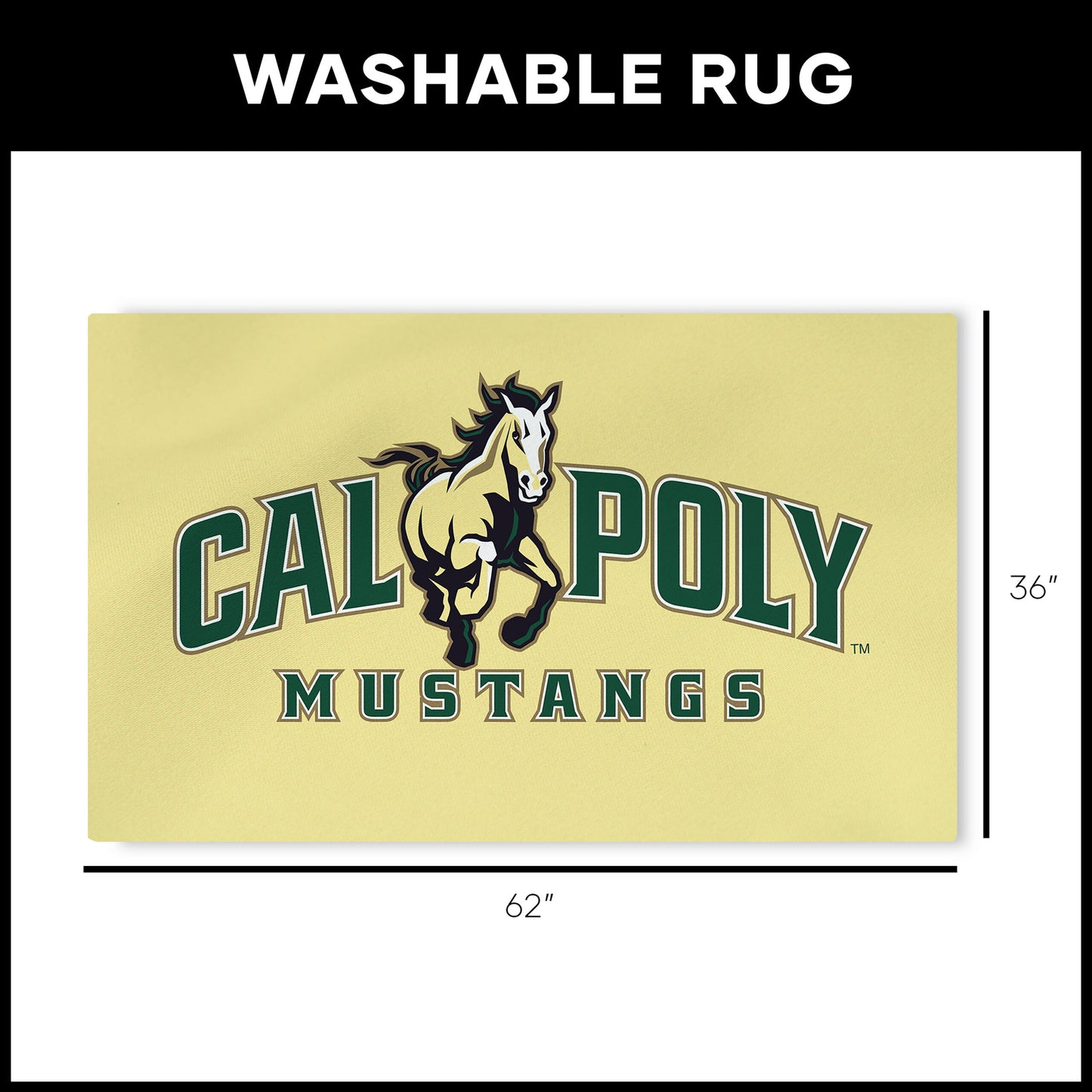 Cal Poly Mustangs Large Washable Rug Dimensions