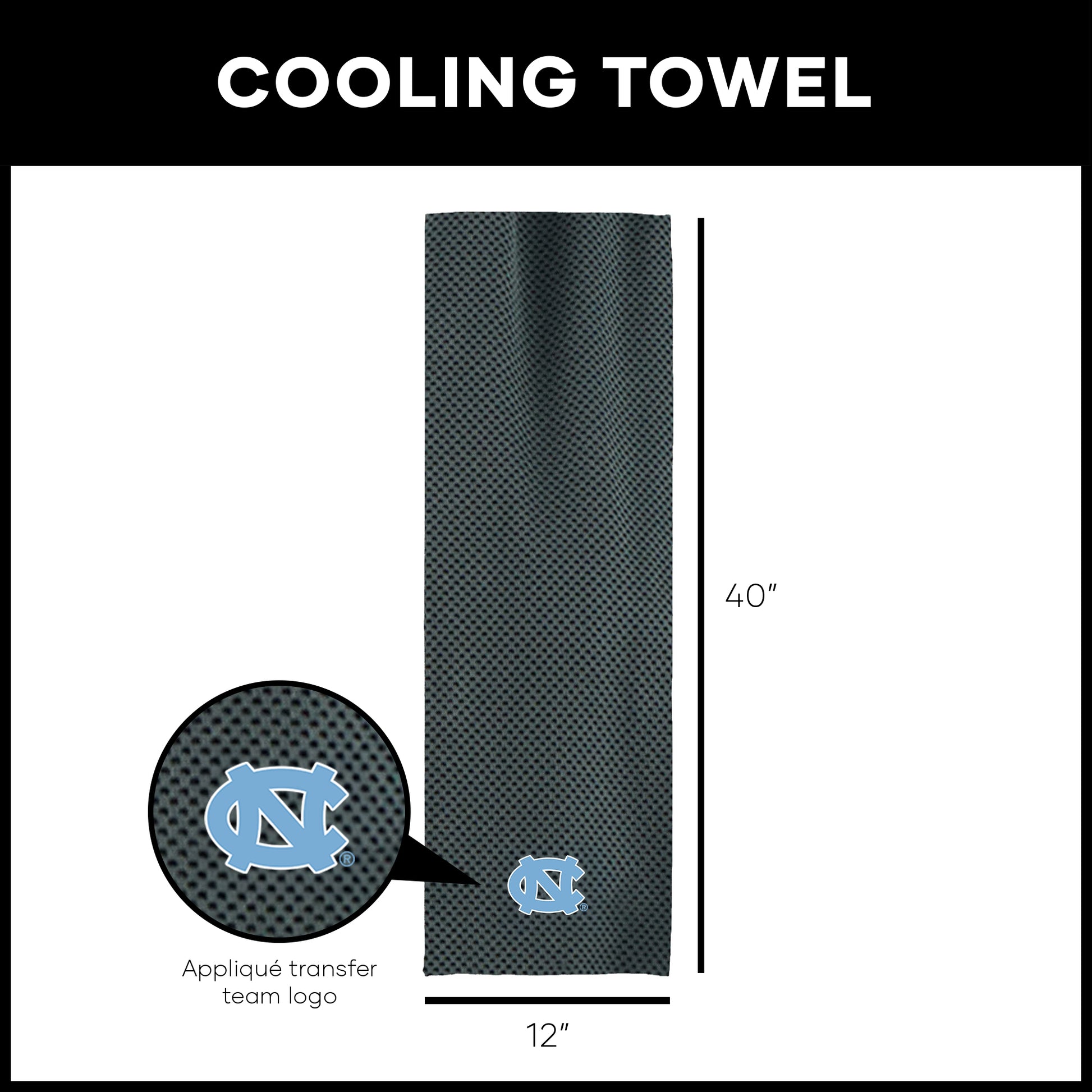 North Carolina Tar Heels Cooling Workout Towel Dimensions