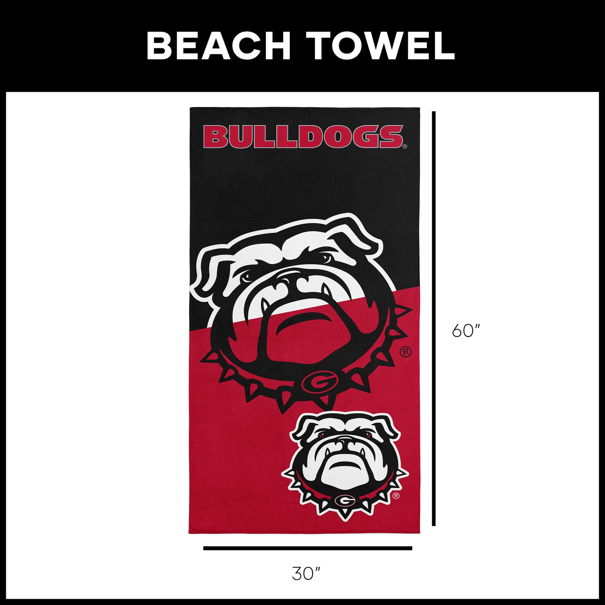 Georgia Bulldogs Beach Towel Dimensions