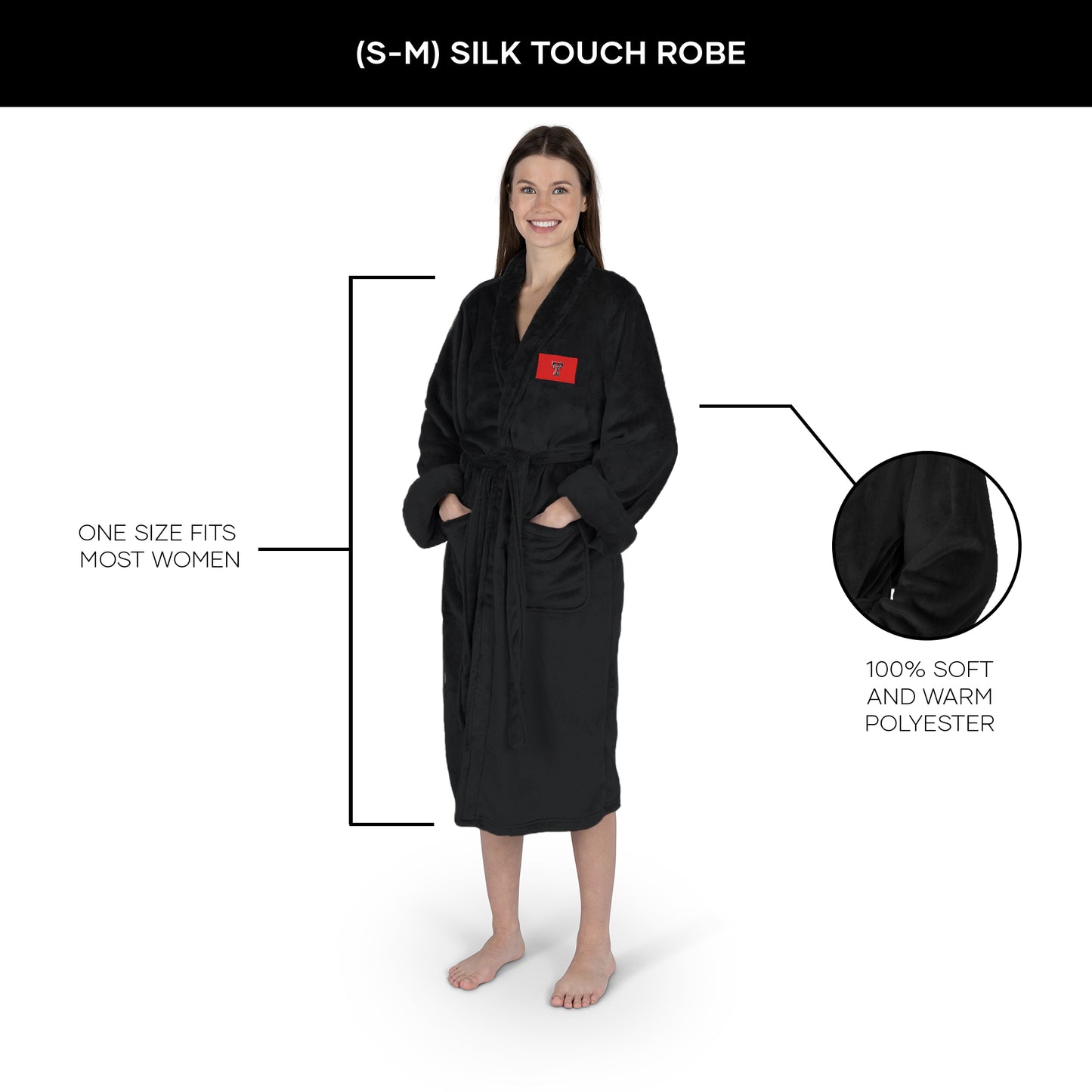 Texas Tech Red Raiders Womens SHERPA bathrobe dimensions