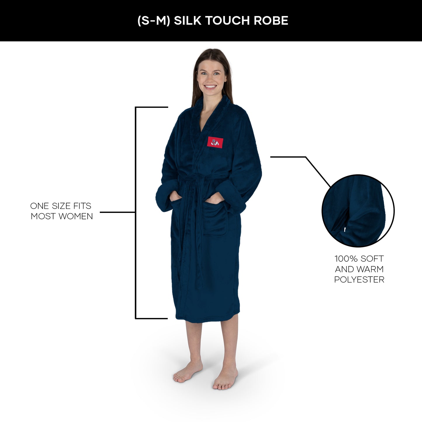Fresno State Bulldogs Womens SHERPA bathrobe dimensions