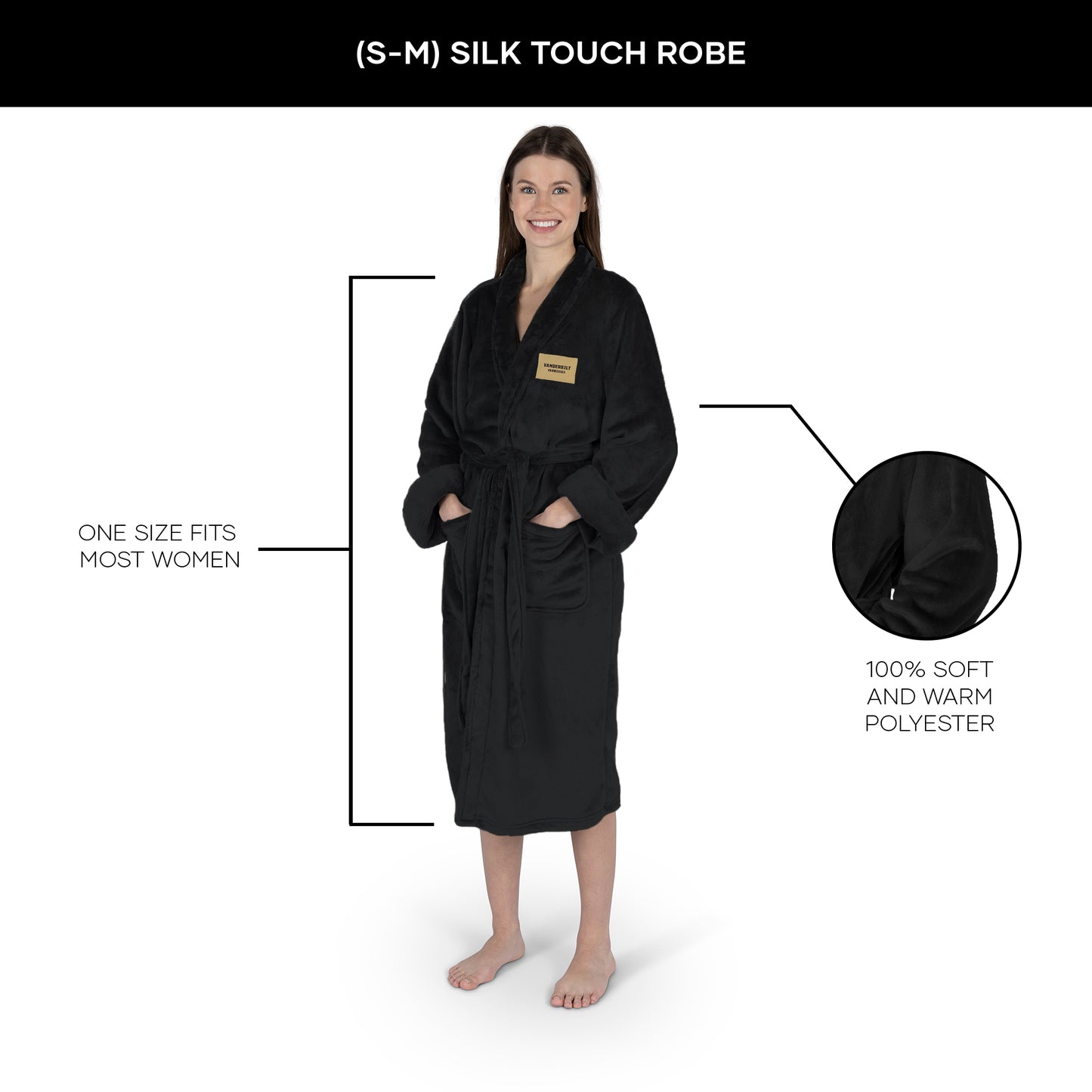 Vanderbilt Commodores Womens SHERPA bathrobe dimensions