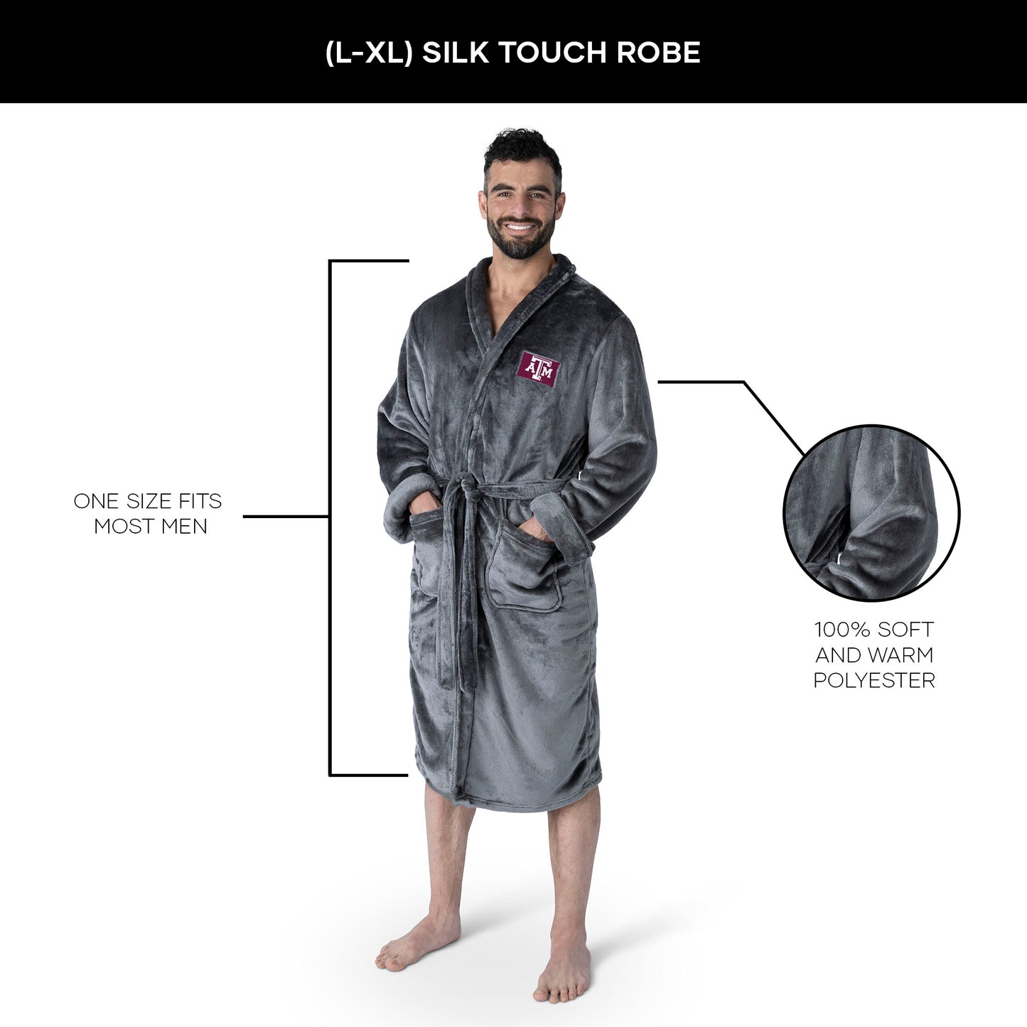 Texas A&M Aggies silk touch team color bathrobe dimensions