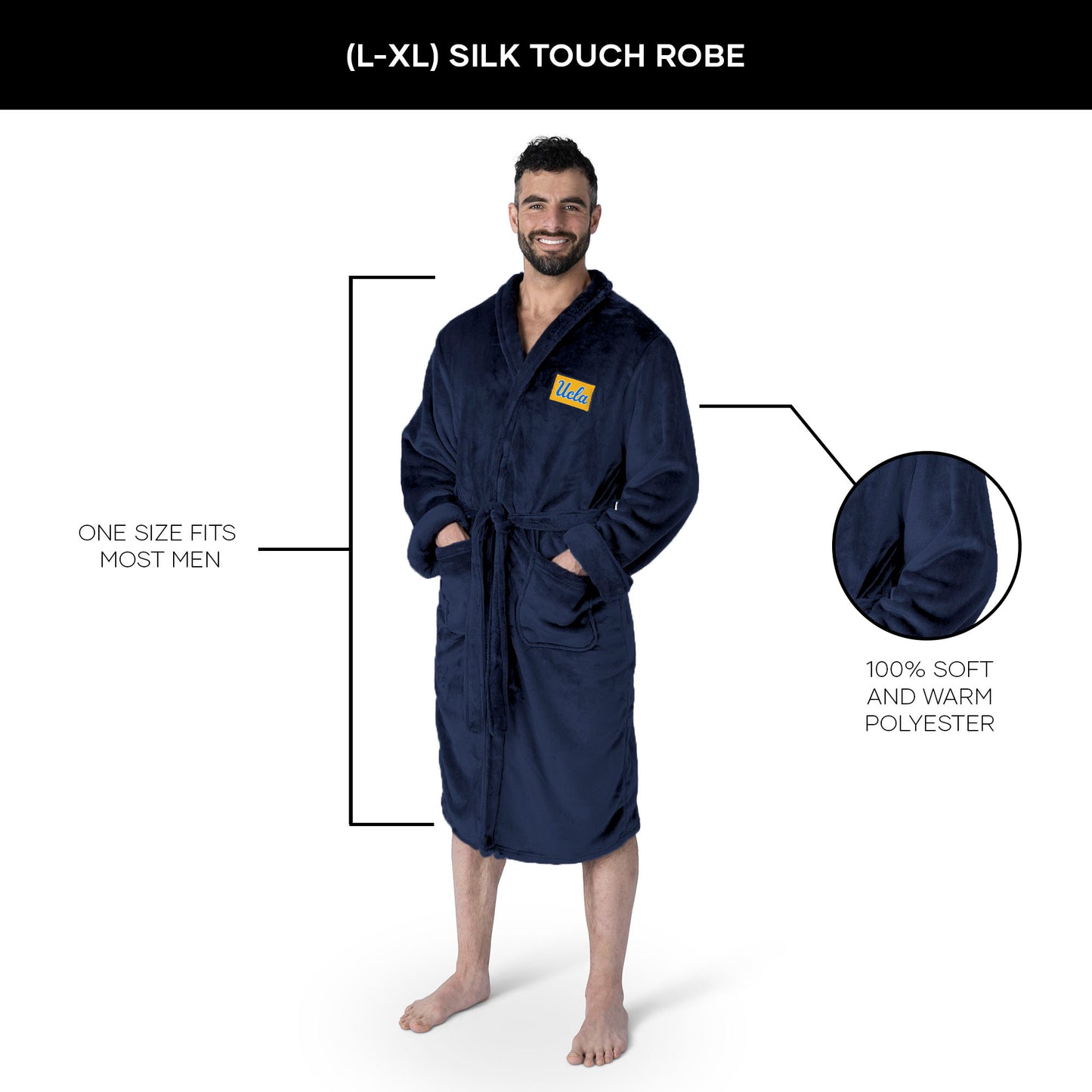 UCLA Bruins silk touch team color bathrobe dimensions