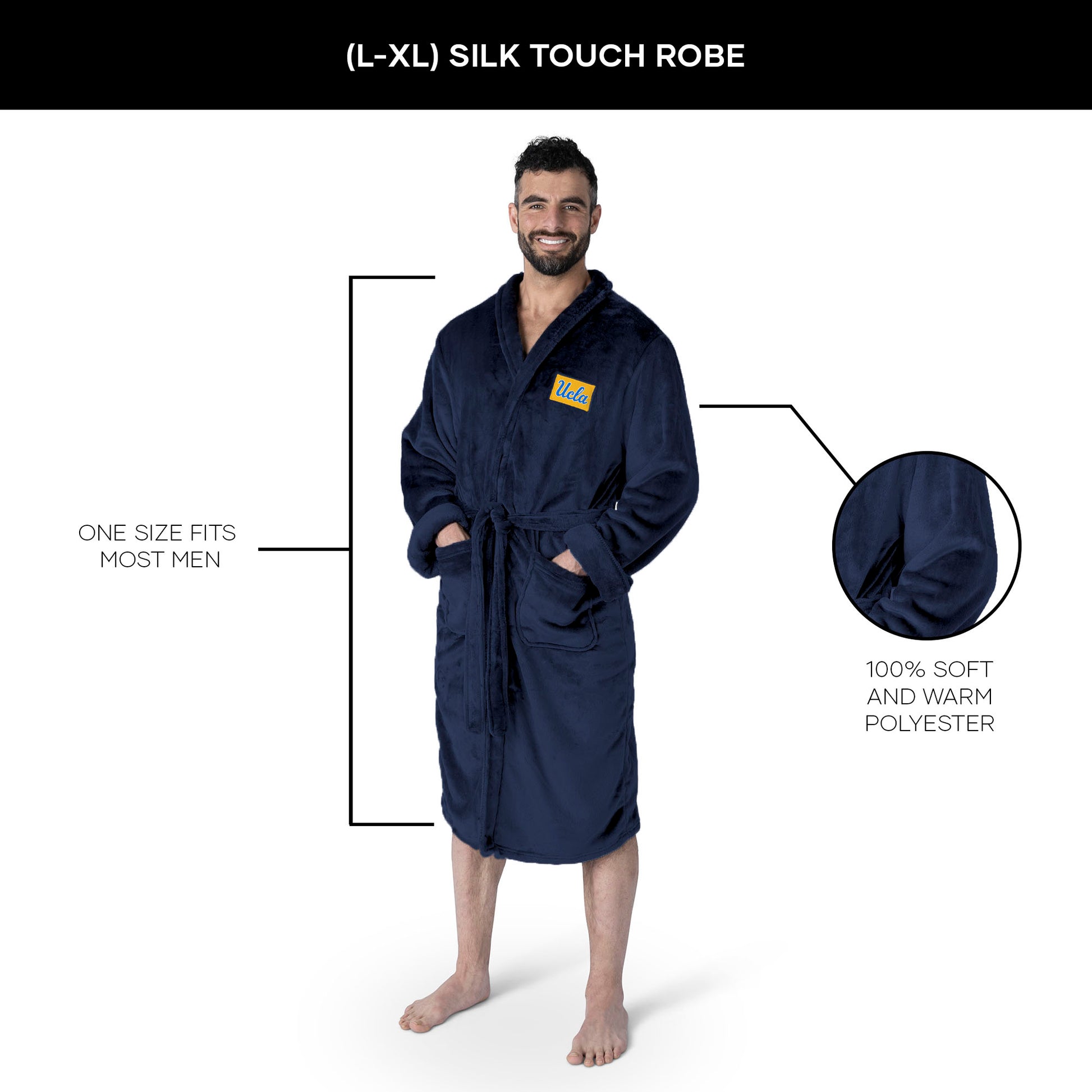 UCLA Bruins silk touch team color bathrobe dimensions