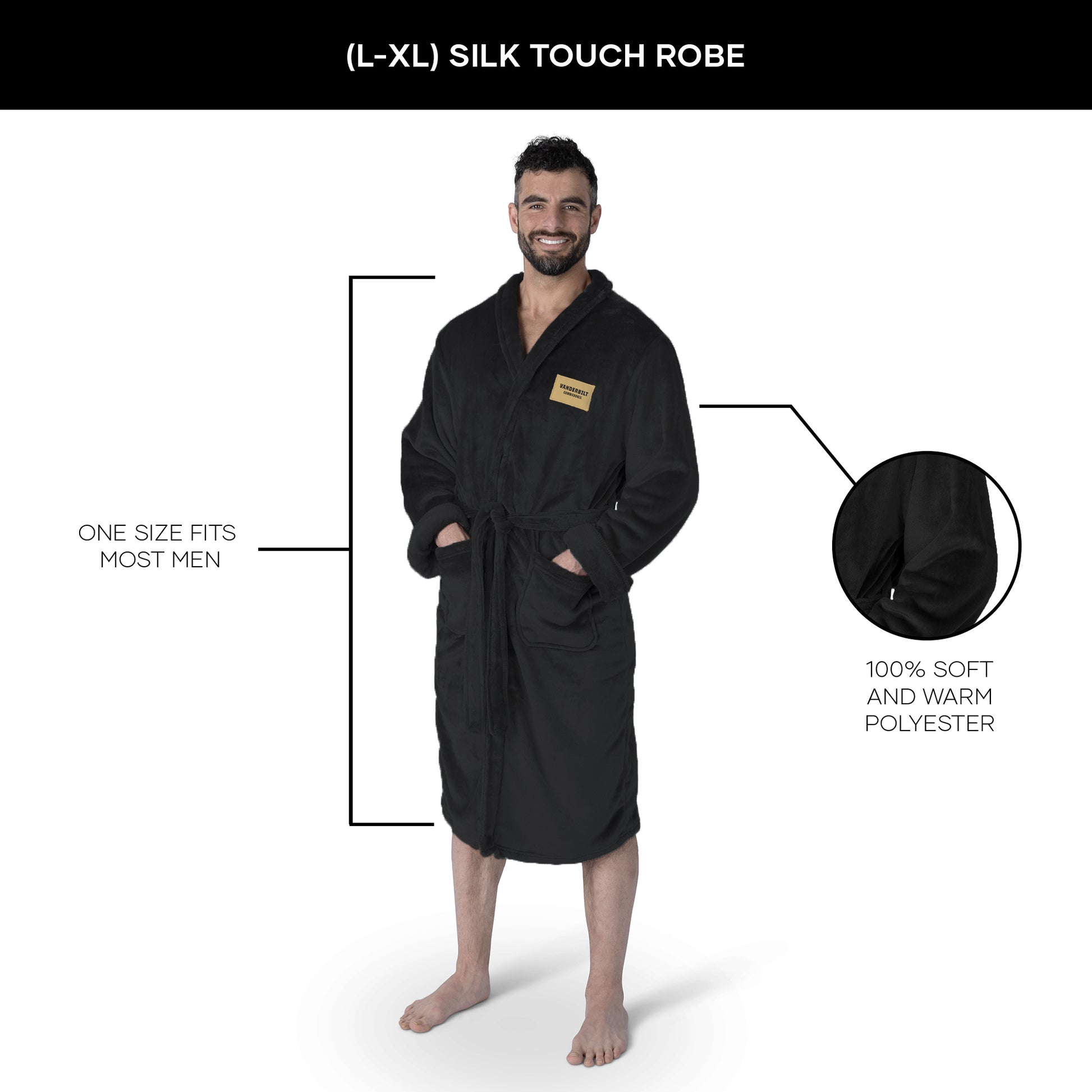 Vanderbilt Commodores silk touch team color bathrobe dimensions