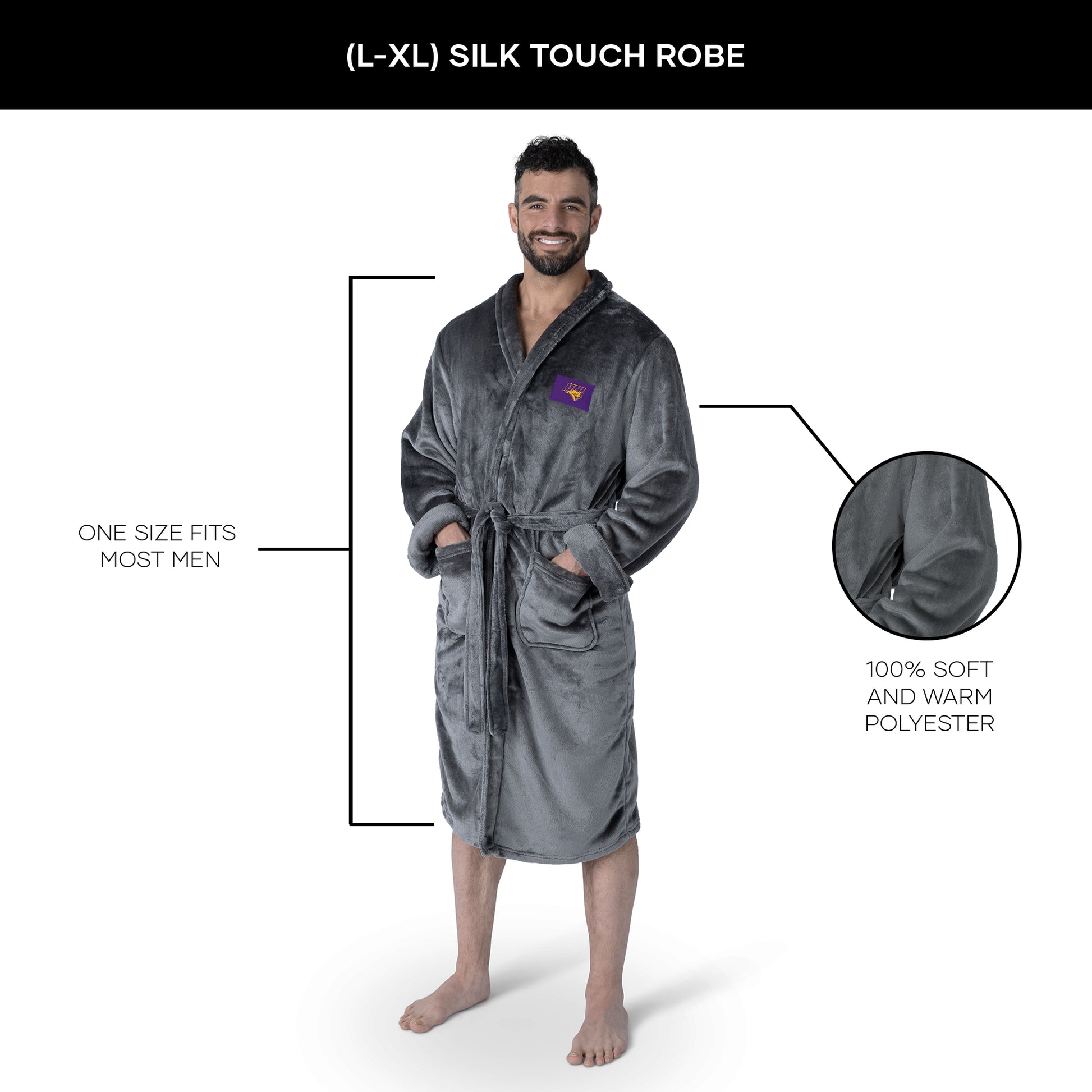 Northern Iowa Panthers silk touch team color bathrobe dimensions