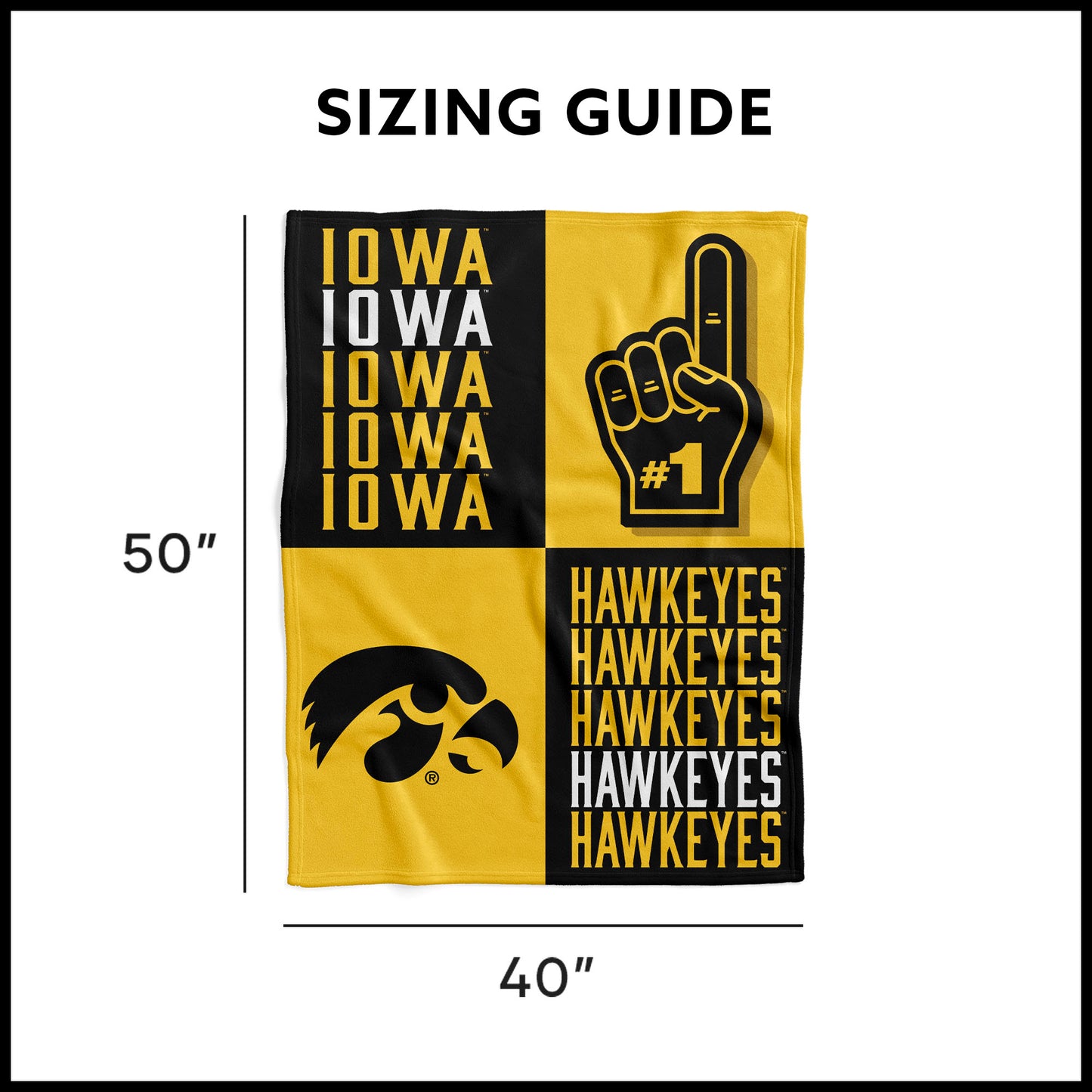 Iowa Hawkeyes Swaddle Blanket Dimensions