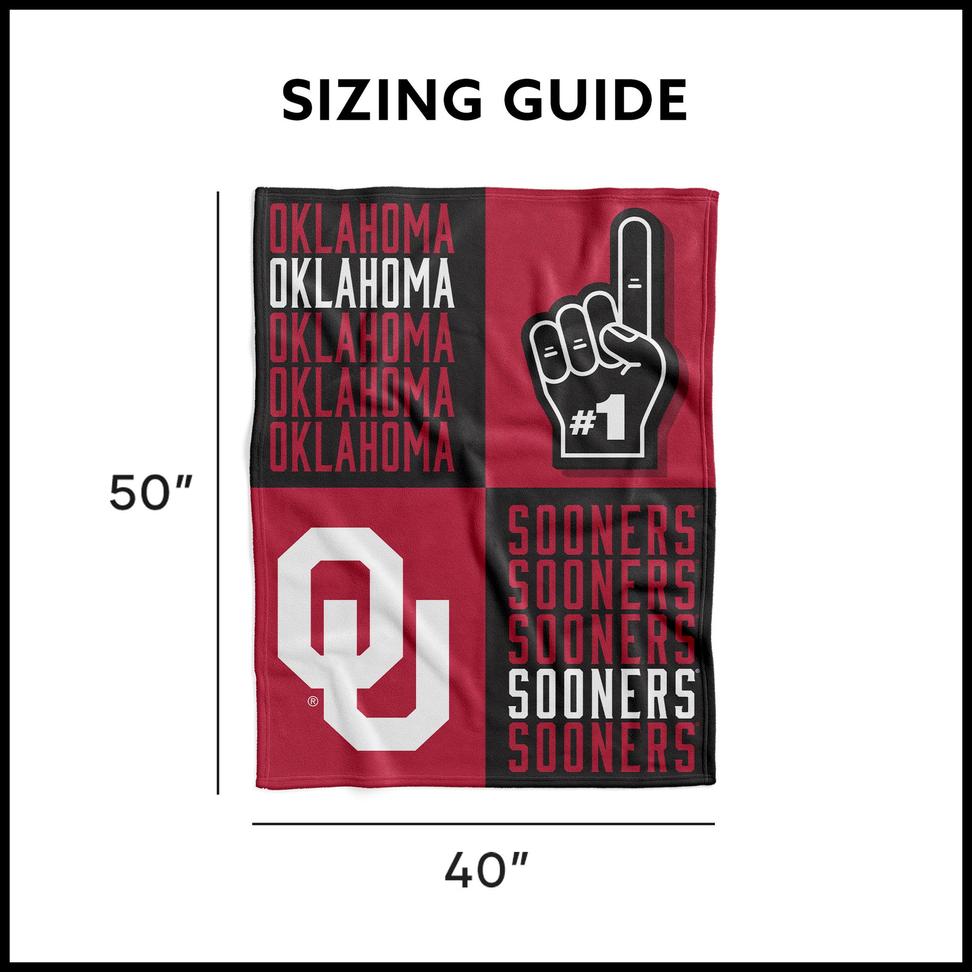 Oklahoma Sooners Swaddle Blanket Dimensions