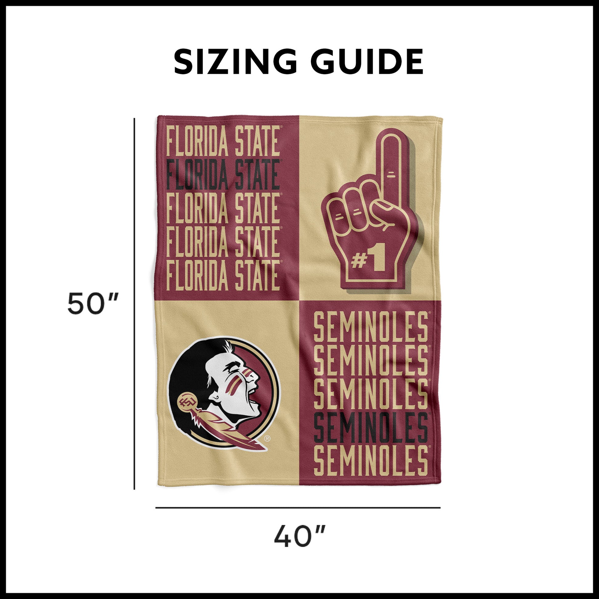 Florida State Seminoles Swaddle Blanket Dimensions