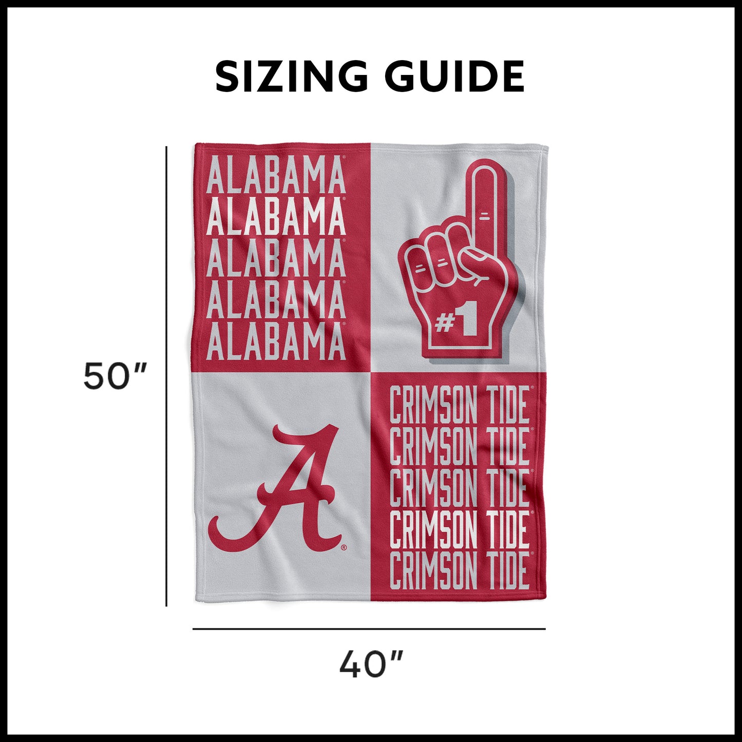 Alabama Crimson Tide Swaddle Blanket Dimensions