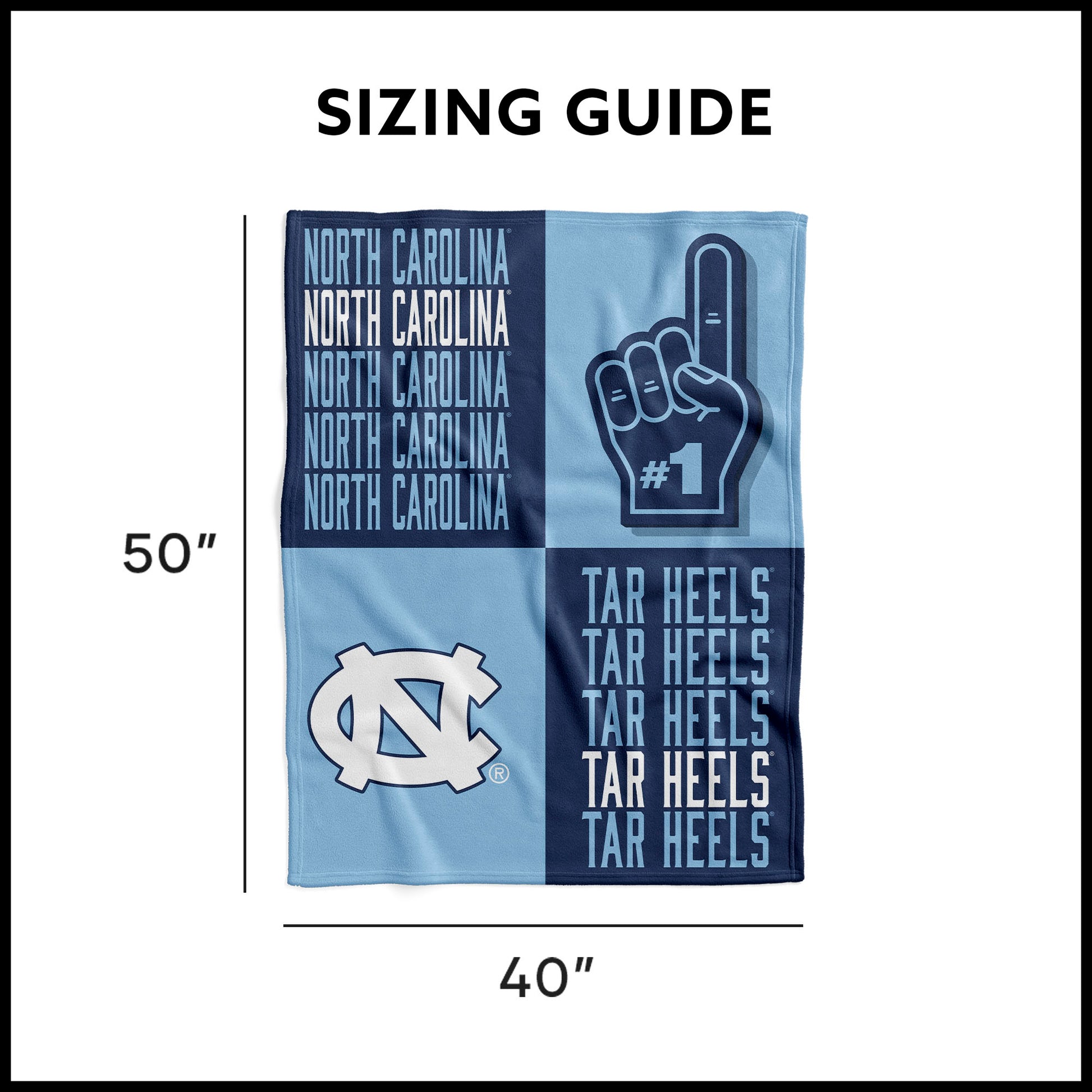 North Carolina Tar Heels Swaddle Blanket Dimensions
