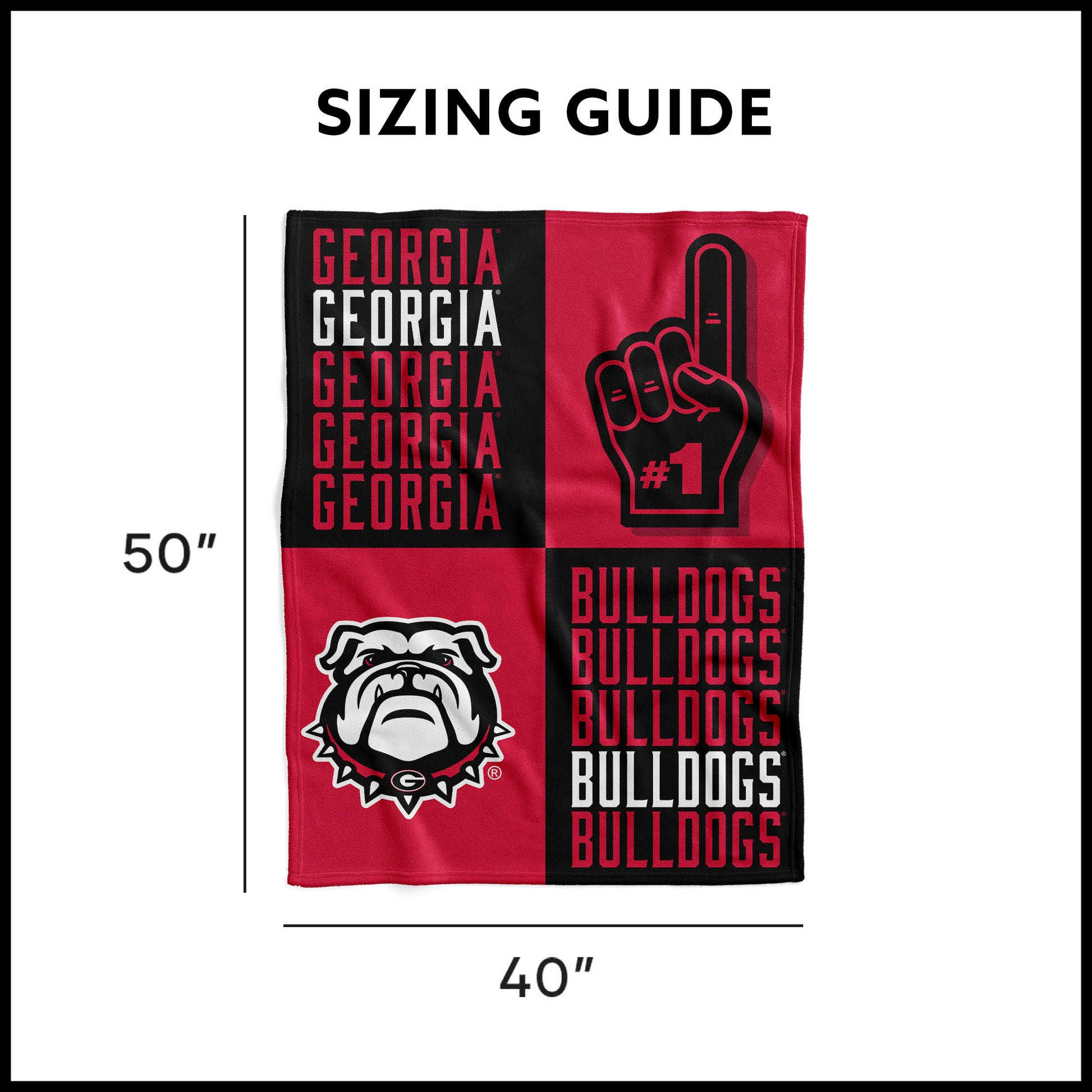 Georgia Bulldogs Swaddle Blanket Dimensions